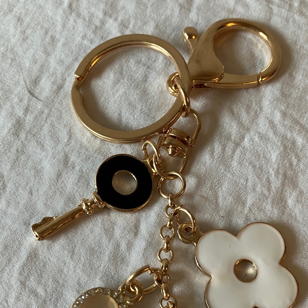 Gold Tone & Red Charm Keychain - Picture 4 of 11